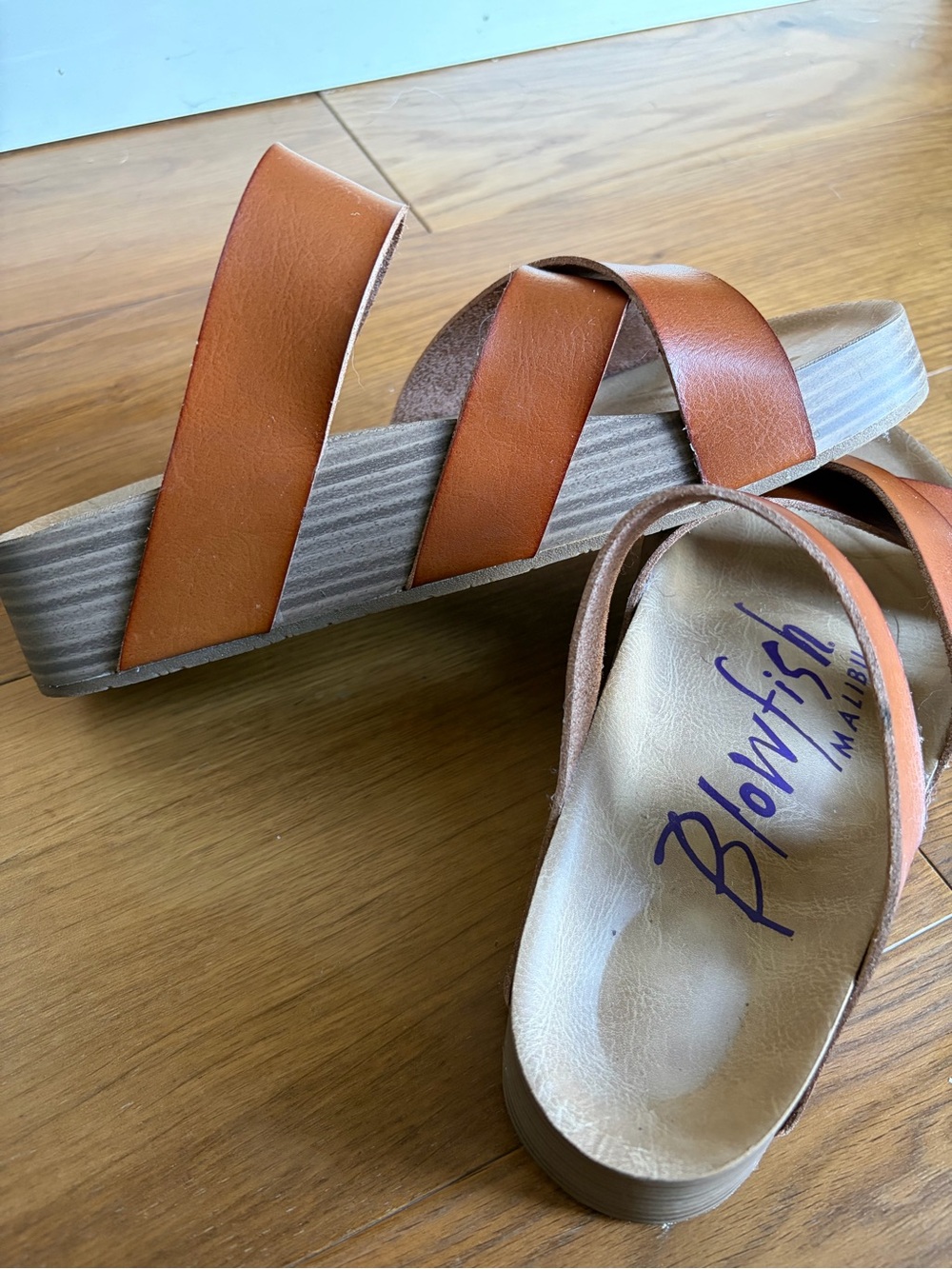 Blowfish Malibu Women's Tan Double-Strap Platform Sandals